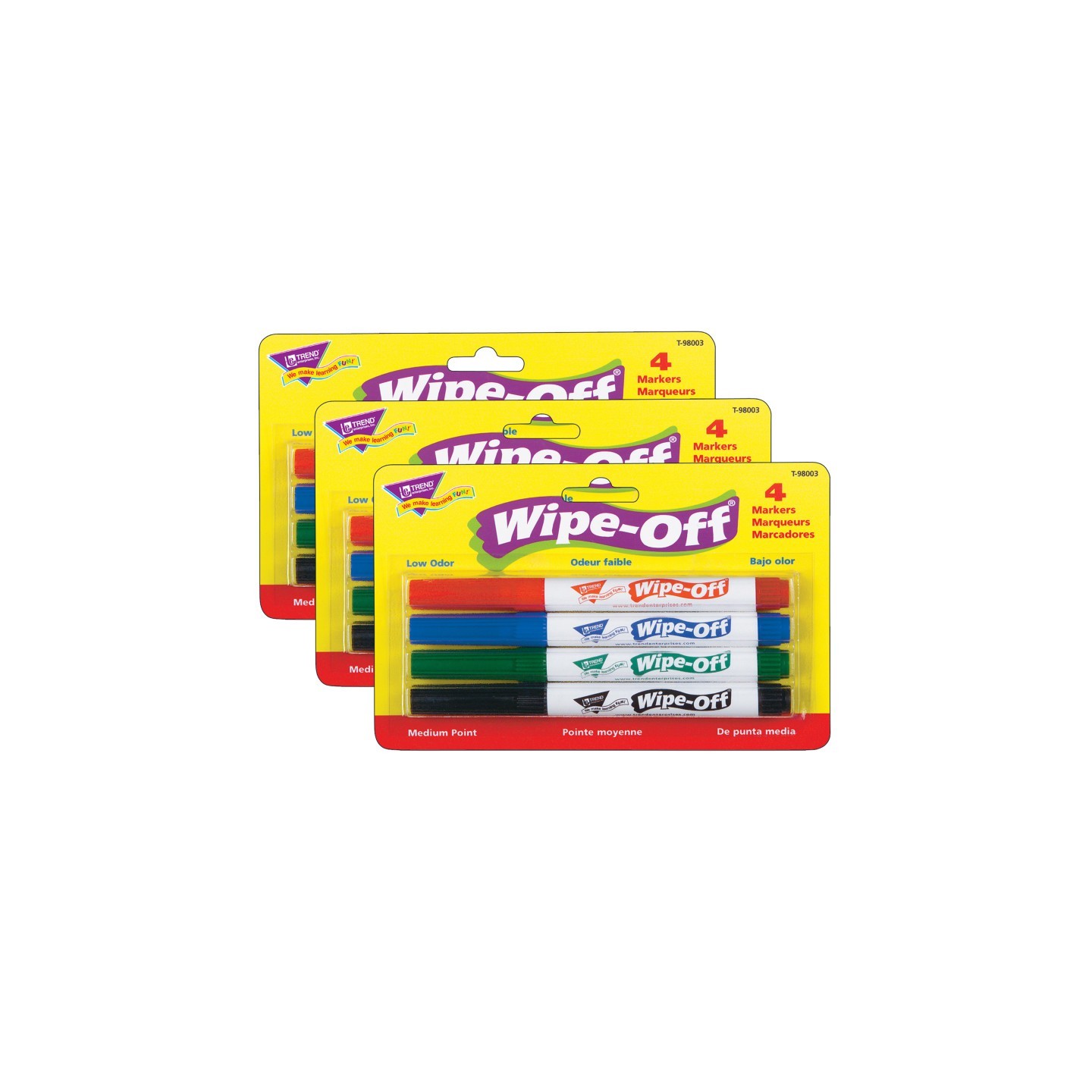 TREND 4-Pack Standard Colors Wipe-Off® Markers, 3 Packs