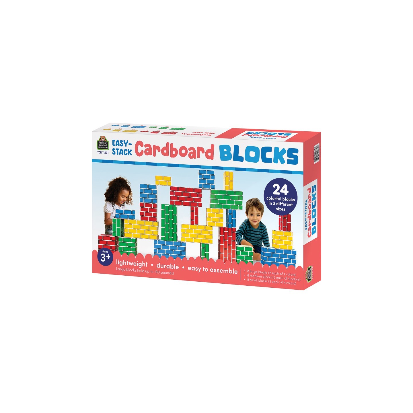 Teacher Created Resources® Easy-Stack Cardboard Blocks, 24 Piece Set