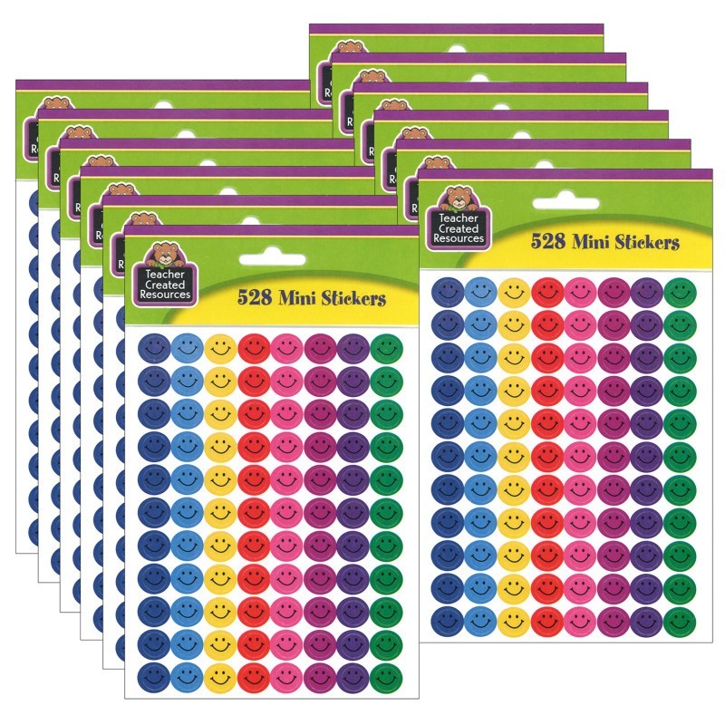 Teacher Created Resources® Happy Faces Mini Stickers, 528 Per Pack, 12 Packs