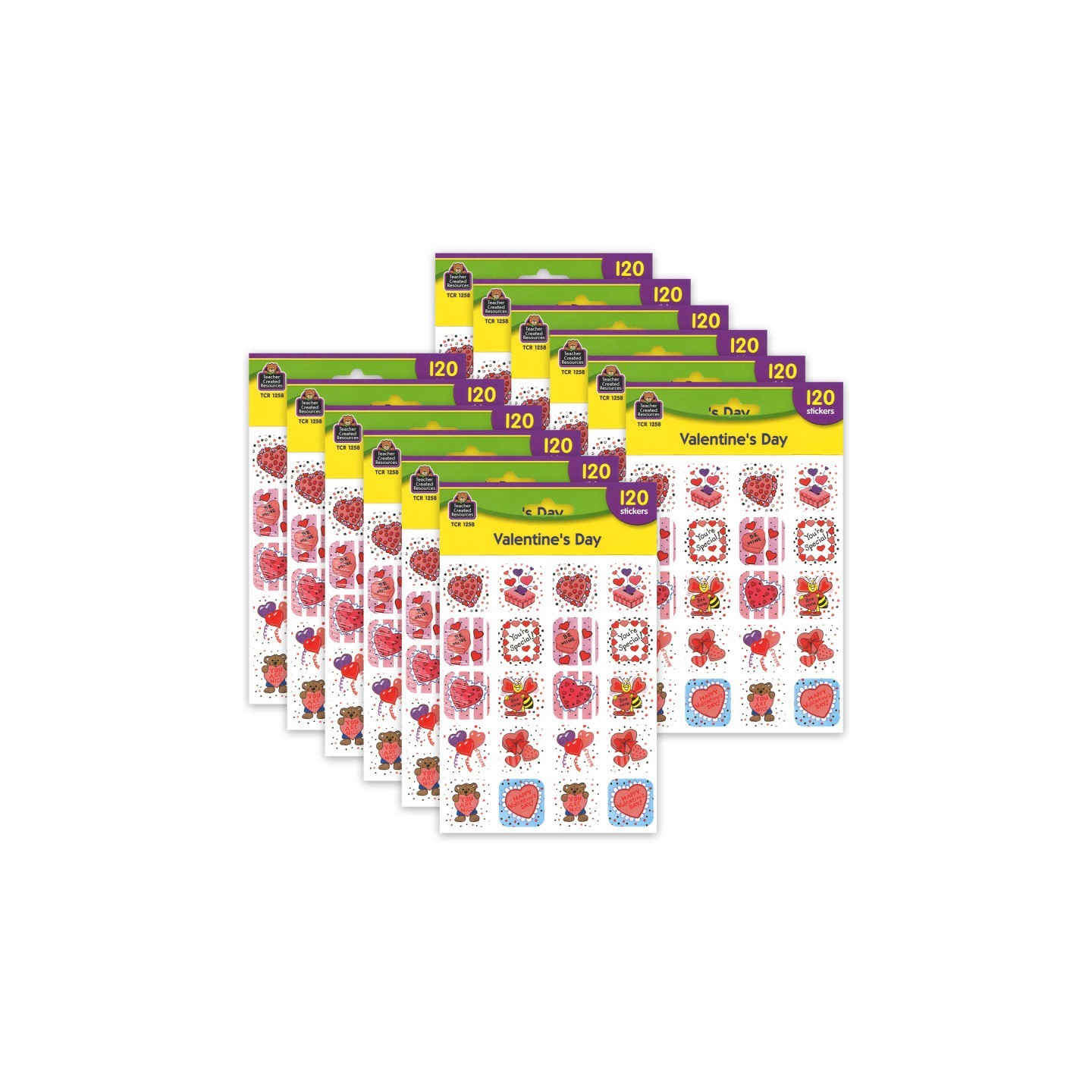 Teacher Created Resources® Valentines Day Stickers, 120 Per Pack, 12 Packs