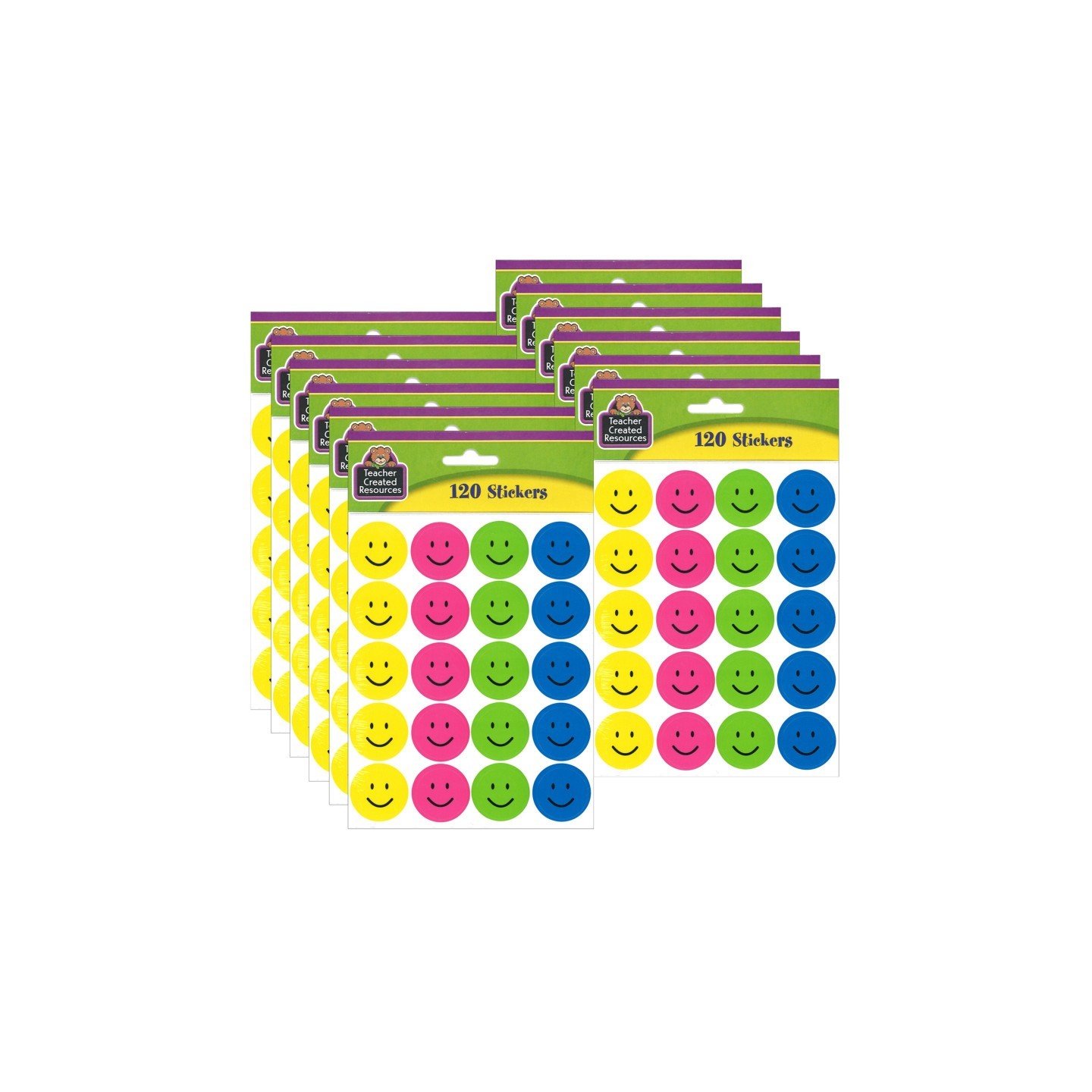 Teacher Created Resources® Happy Faces Stickers, 120 Per Pack, 12 Packs