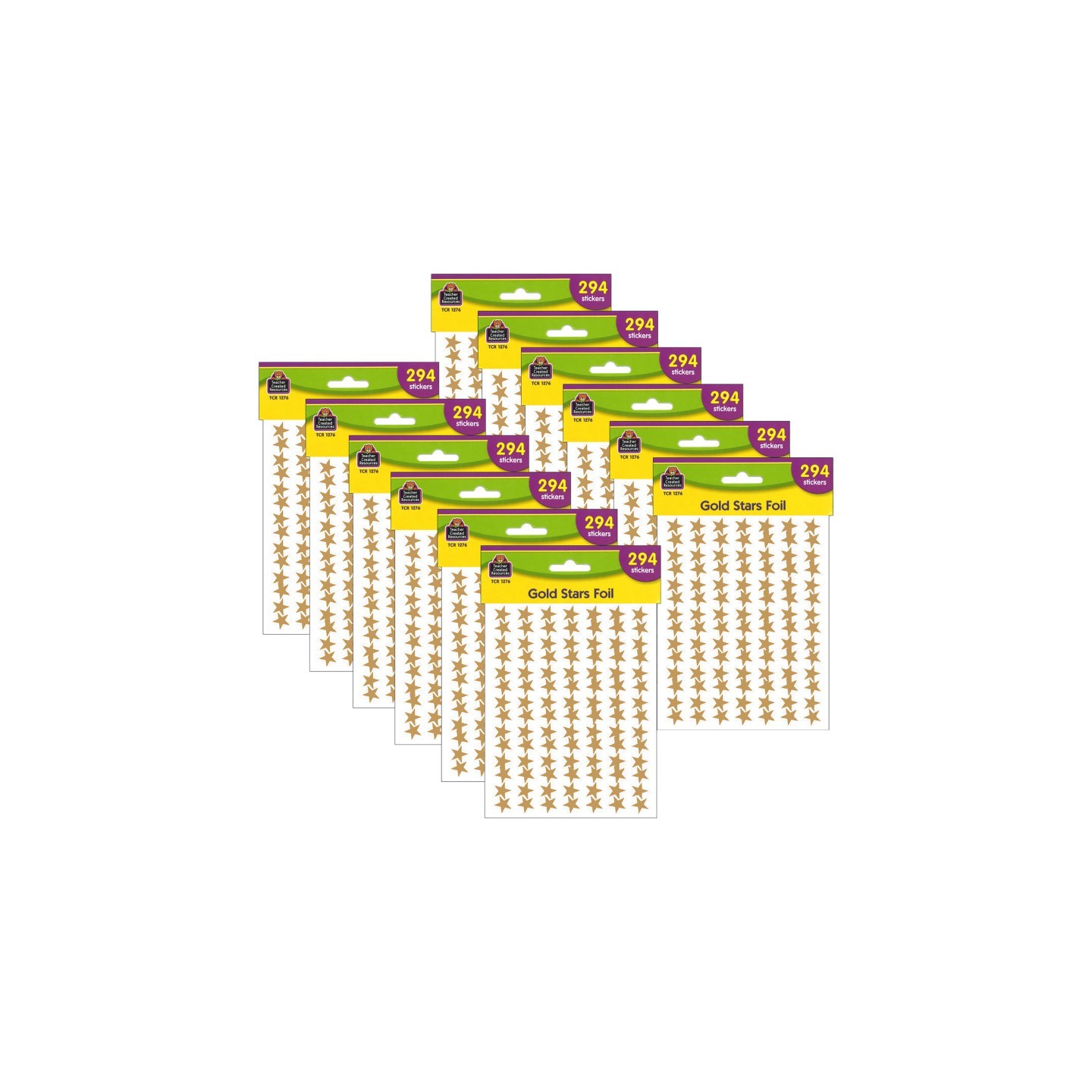 Teacher Created Resources® Gold Stars Foil Stickers, 294 Per Pack, 12 Packs