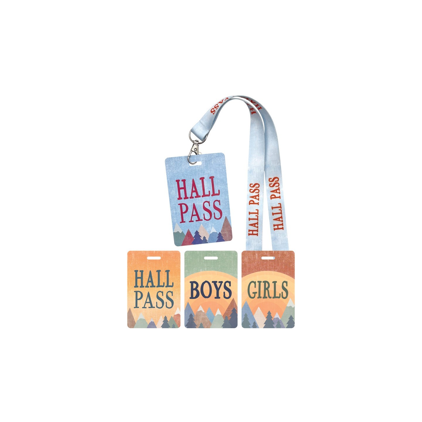 Teacher Created Resources® Moving Mountains Hall Pass with Lanyard, Set of 4