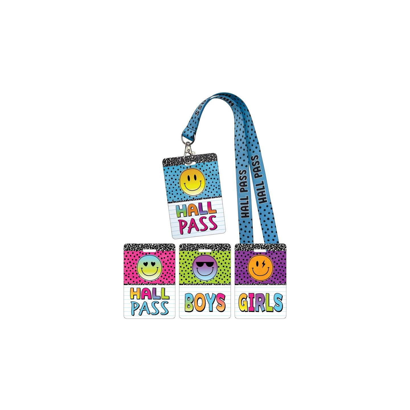 Teacher Created Resources® Brights 4Ever Hall Pass with Lanyard, Set of 4