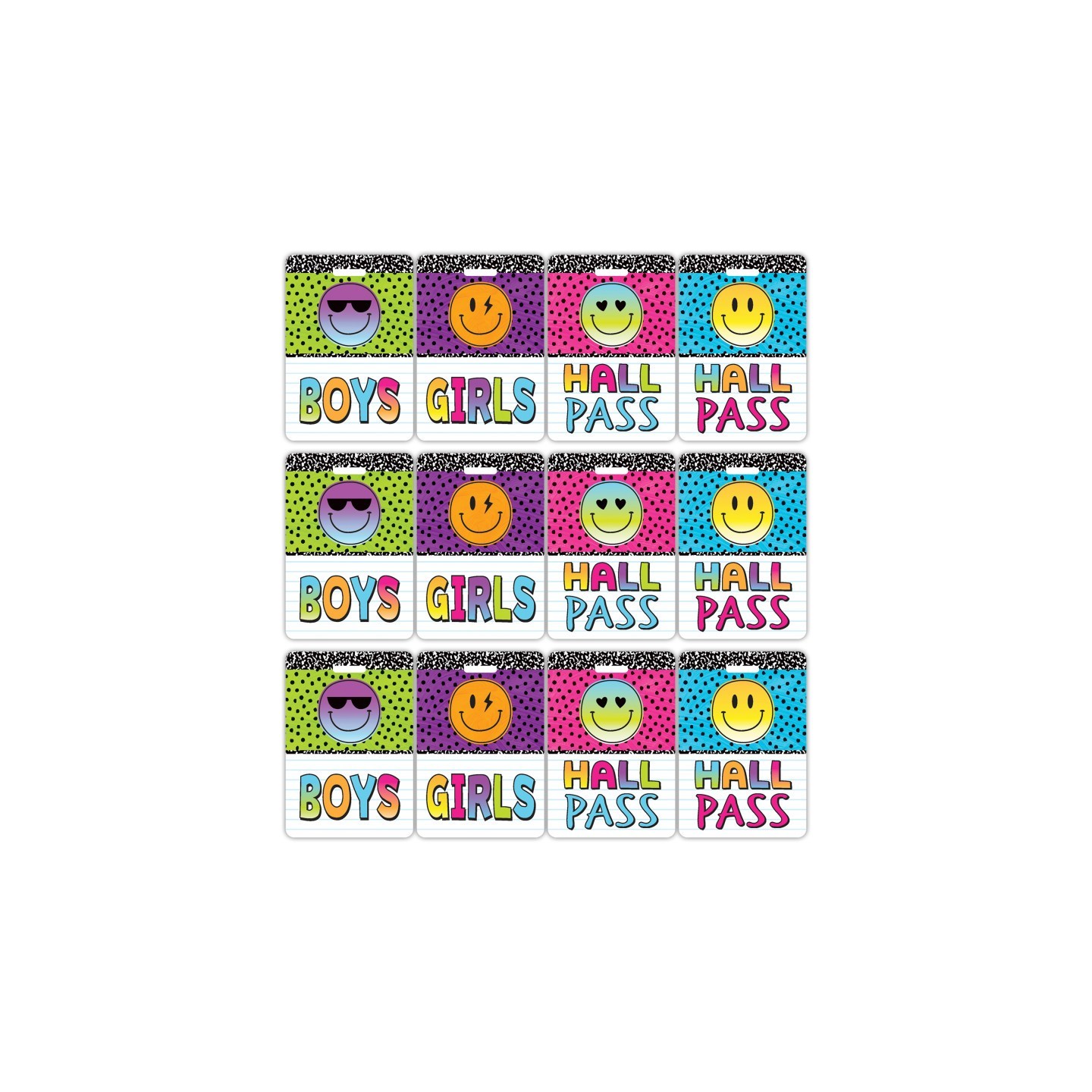 Teacher Created Resources® Brights 4Ever Hall Pass with Lanyard, 4 Per Pack, 3 Packs