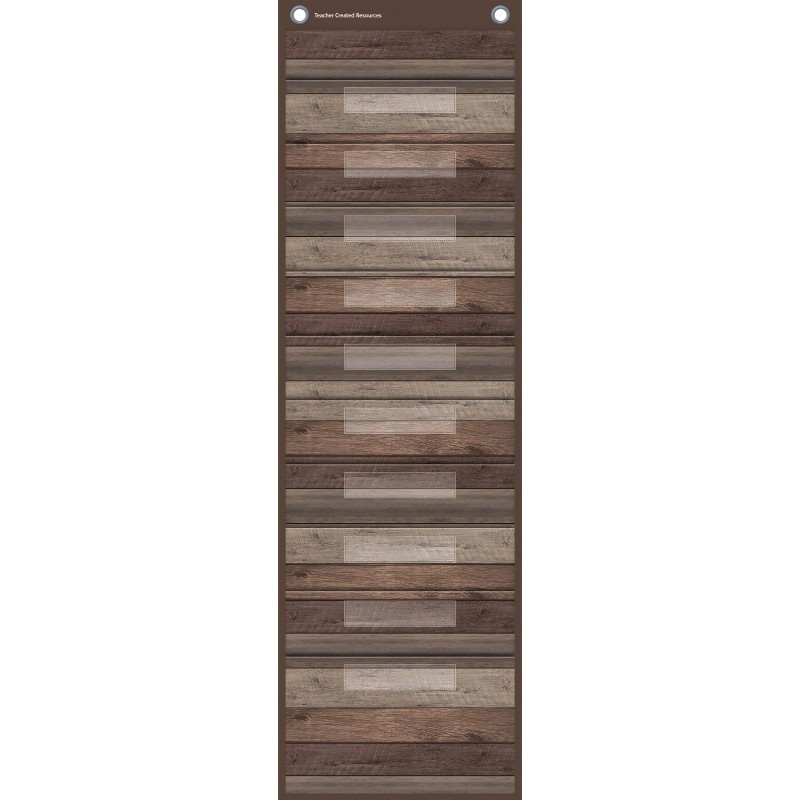 Teacher Created Resources® Dark Wood Design 10 Pocket File Storage Pocket Chart, 14" x 58"