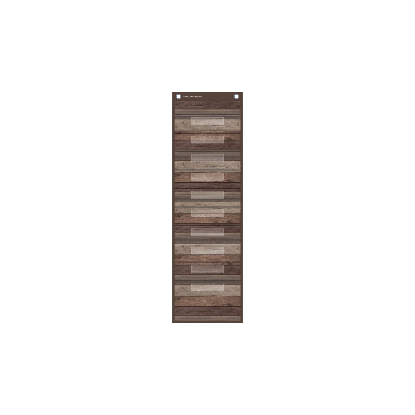Teacher Created Resources® Dark Wood Design 10 Pocket File Storage Pocket Chart, 14" x 58"