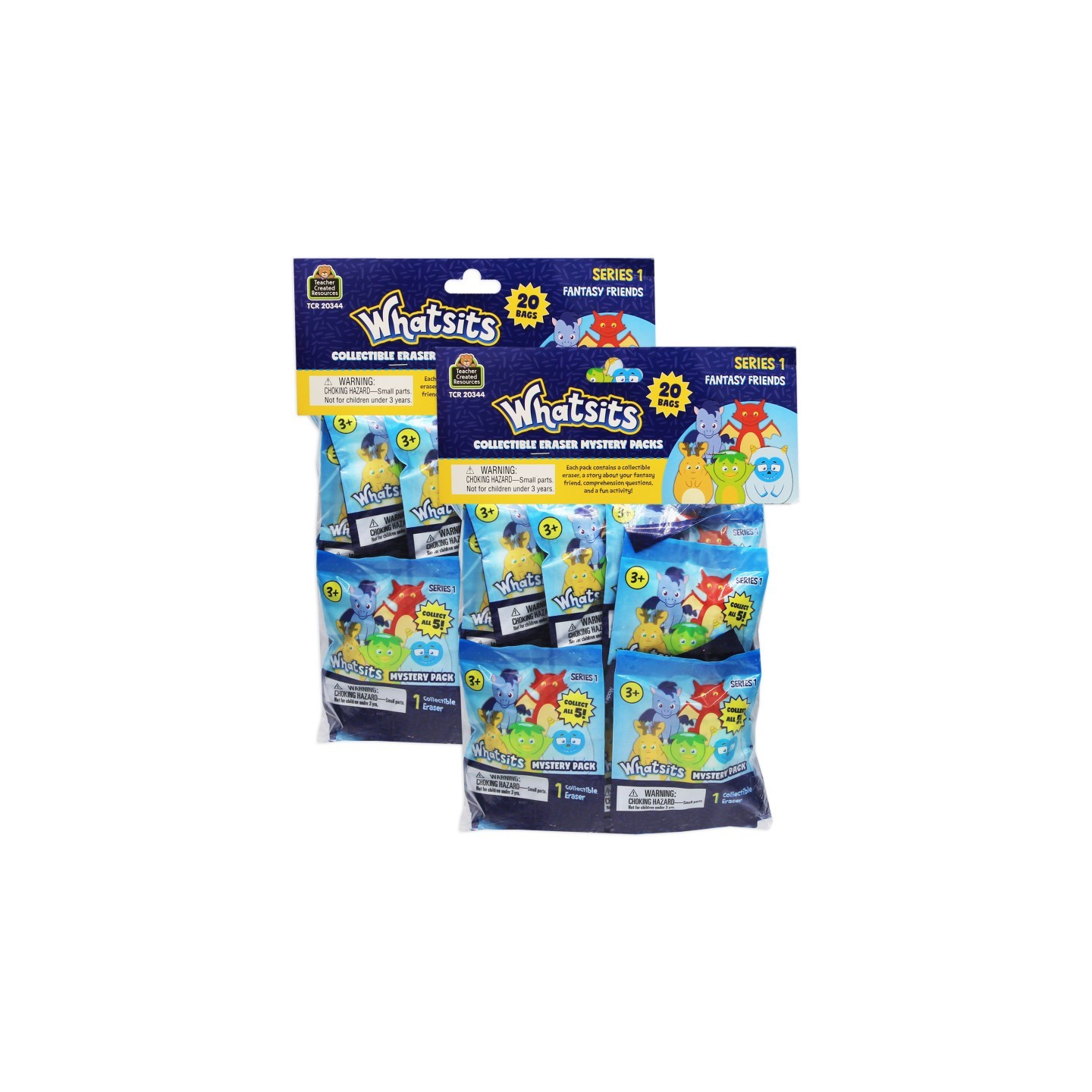 Teacher Created Resources® Whatsits™ Collectable Erasers Mystery Packs: Fantasy Friends, 20 Per Set, 2 Sets