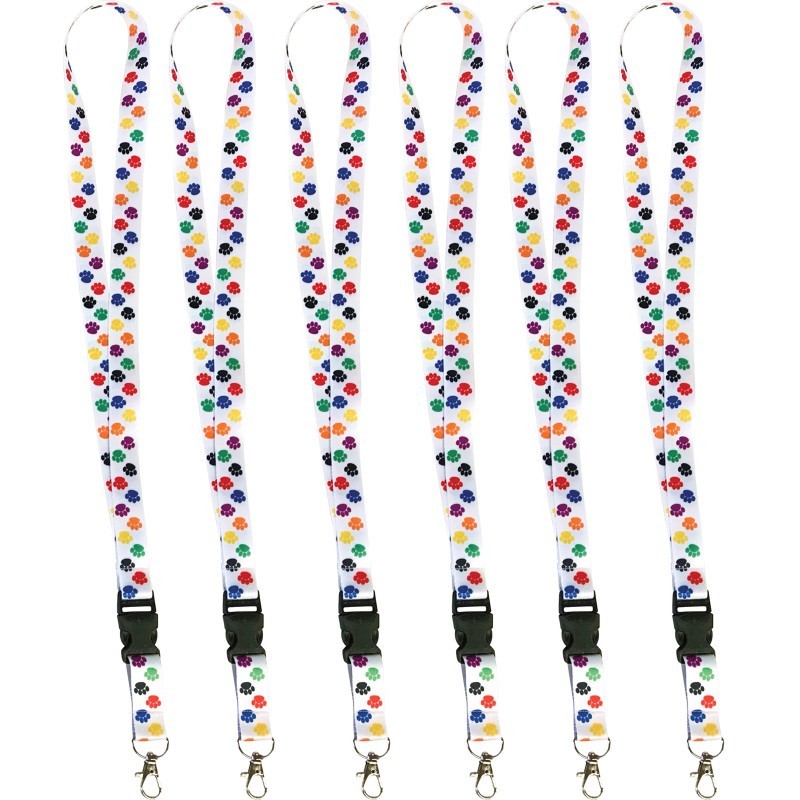 Teacher Created Resources® Colorful Paw Print Lanyard, Pack of 6