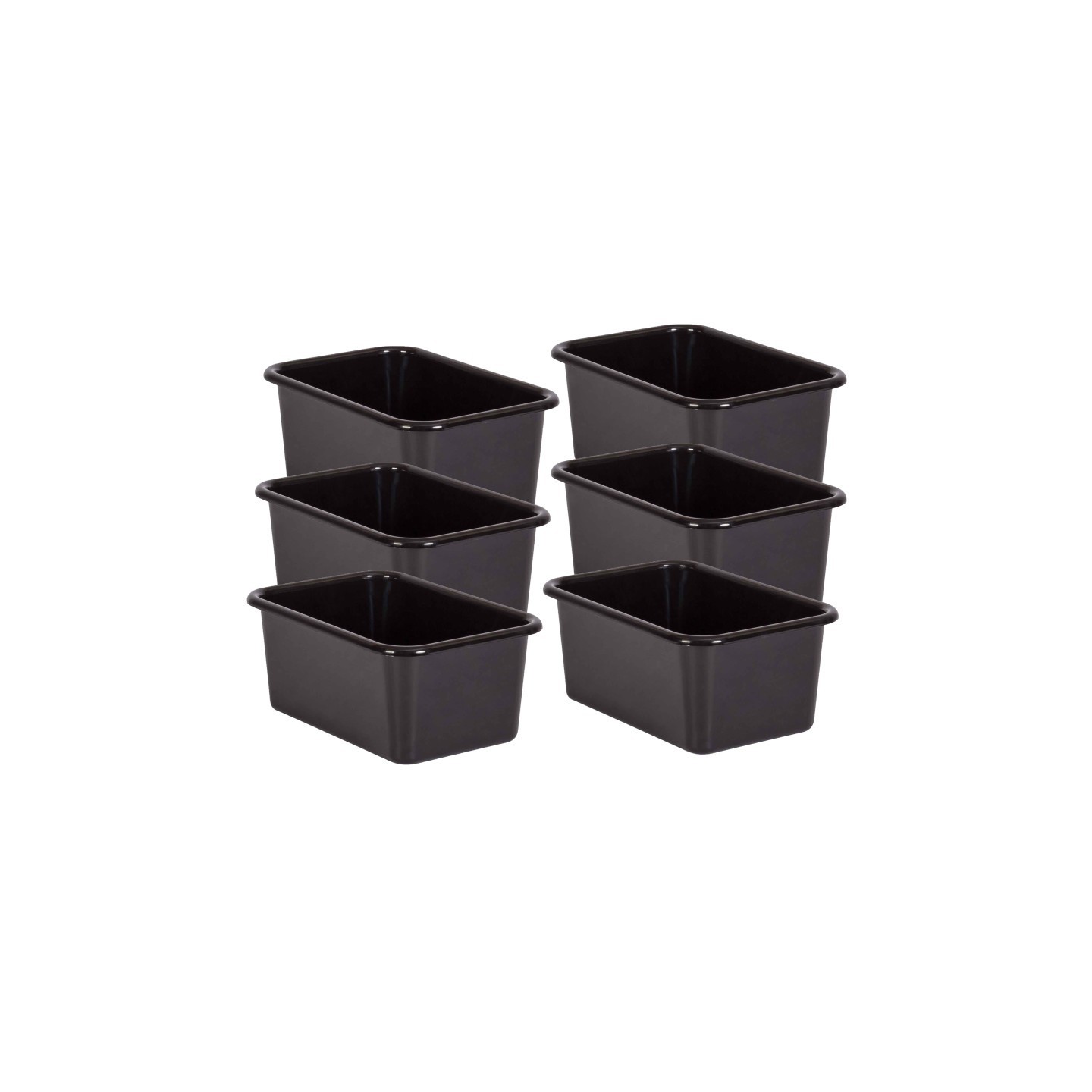 Teacher Created Resources® Black Small Plastic Storage Bin, Pack of 6