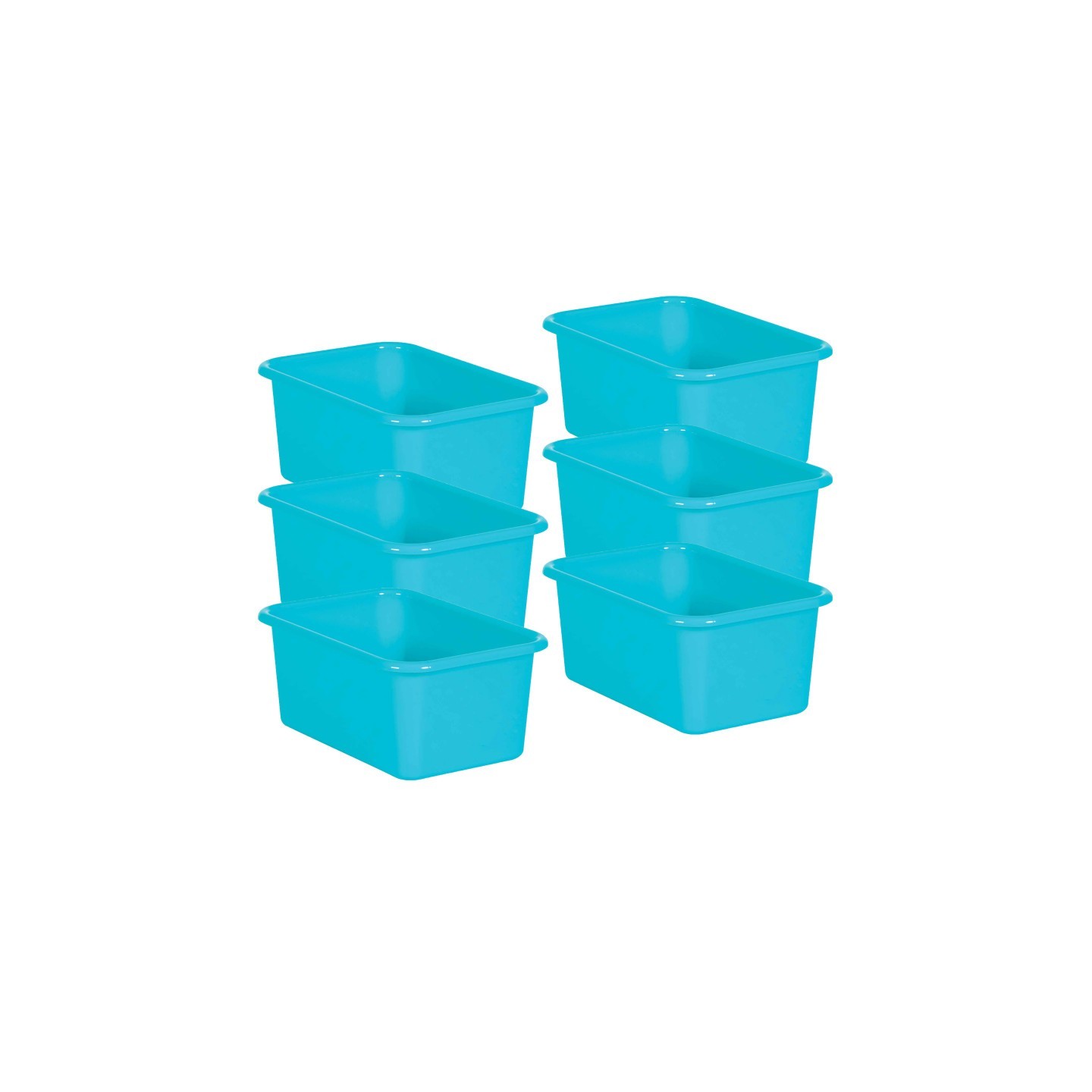 Teacher Created Resources® Teal Small Plastic Storage Bin, Pack of 6
