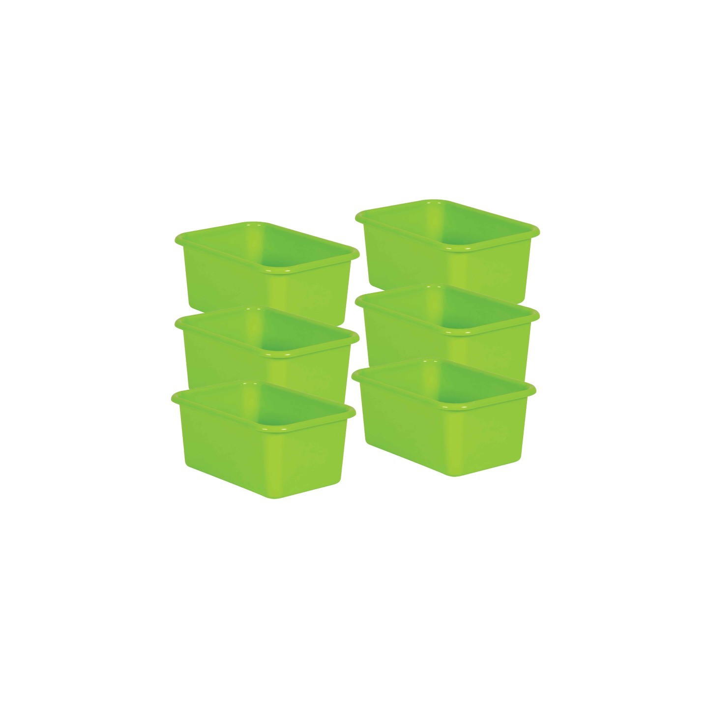 Teacher Created Resources® Lime Small Plastic Bin, Pack of 6