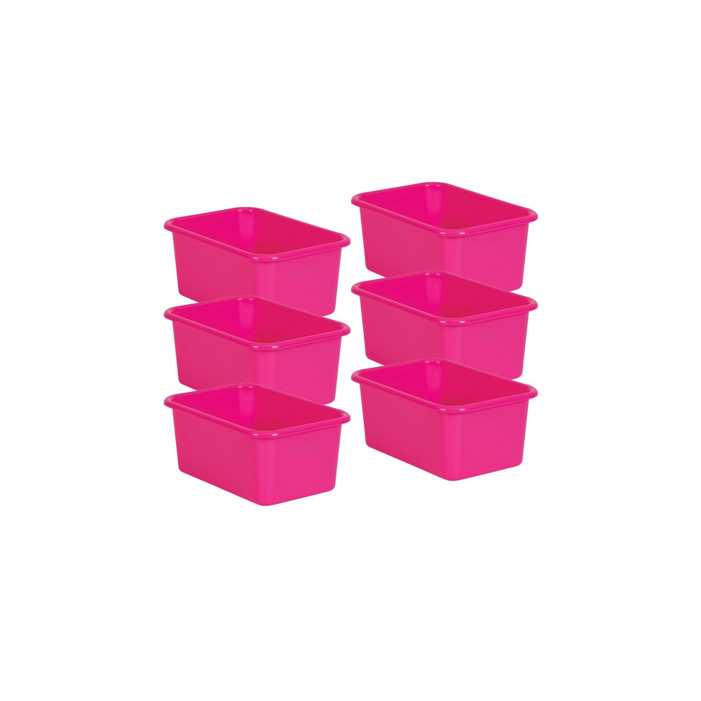 Teacher Created Resources® Pink Small Plastic Storage Bin, Pack of 6