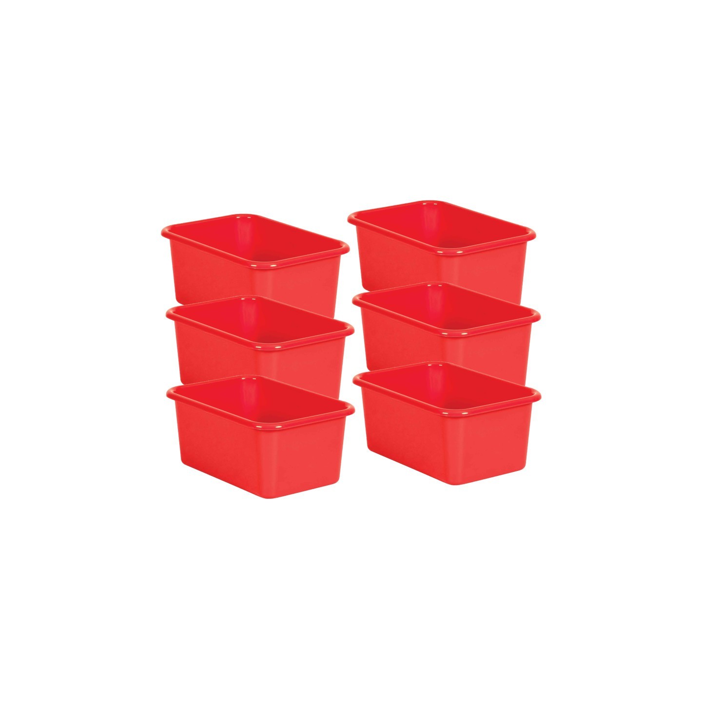 Teacher Created Resources® Red Small Plastic Storage Bin, Pack of 6