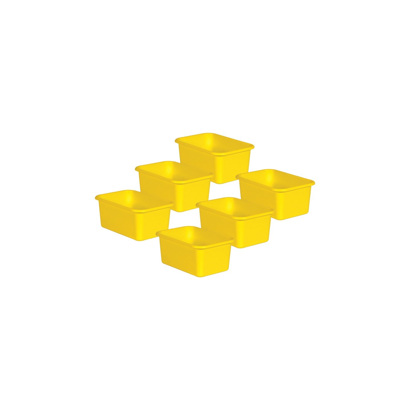 Teacher Created Resources® Yellow Small Plastic Storage Bin, Pack of 6