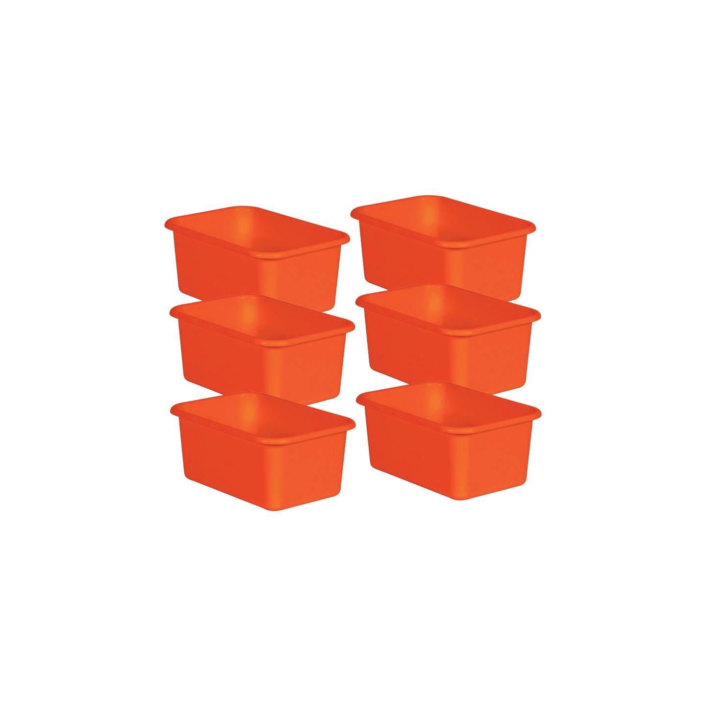 Teacher Created Resources® Orange Small Plastic Storage Bin, Pack of 6