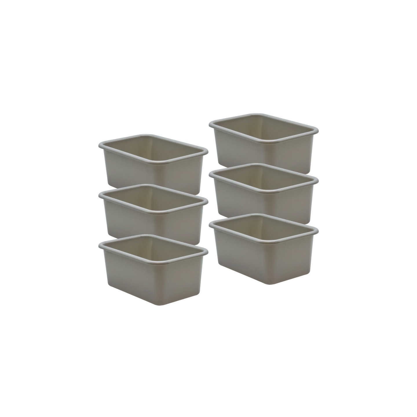Teacher Created Resources® Gray Small Plastic Storage Bin, Pack of 6