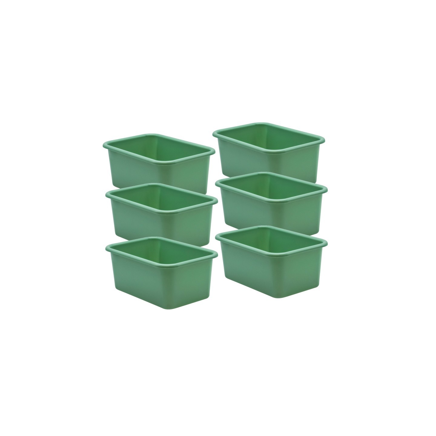 Teacher Created Resources® Eucalyptus Green Small Plastic Storage Bin, Pack of 6