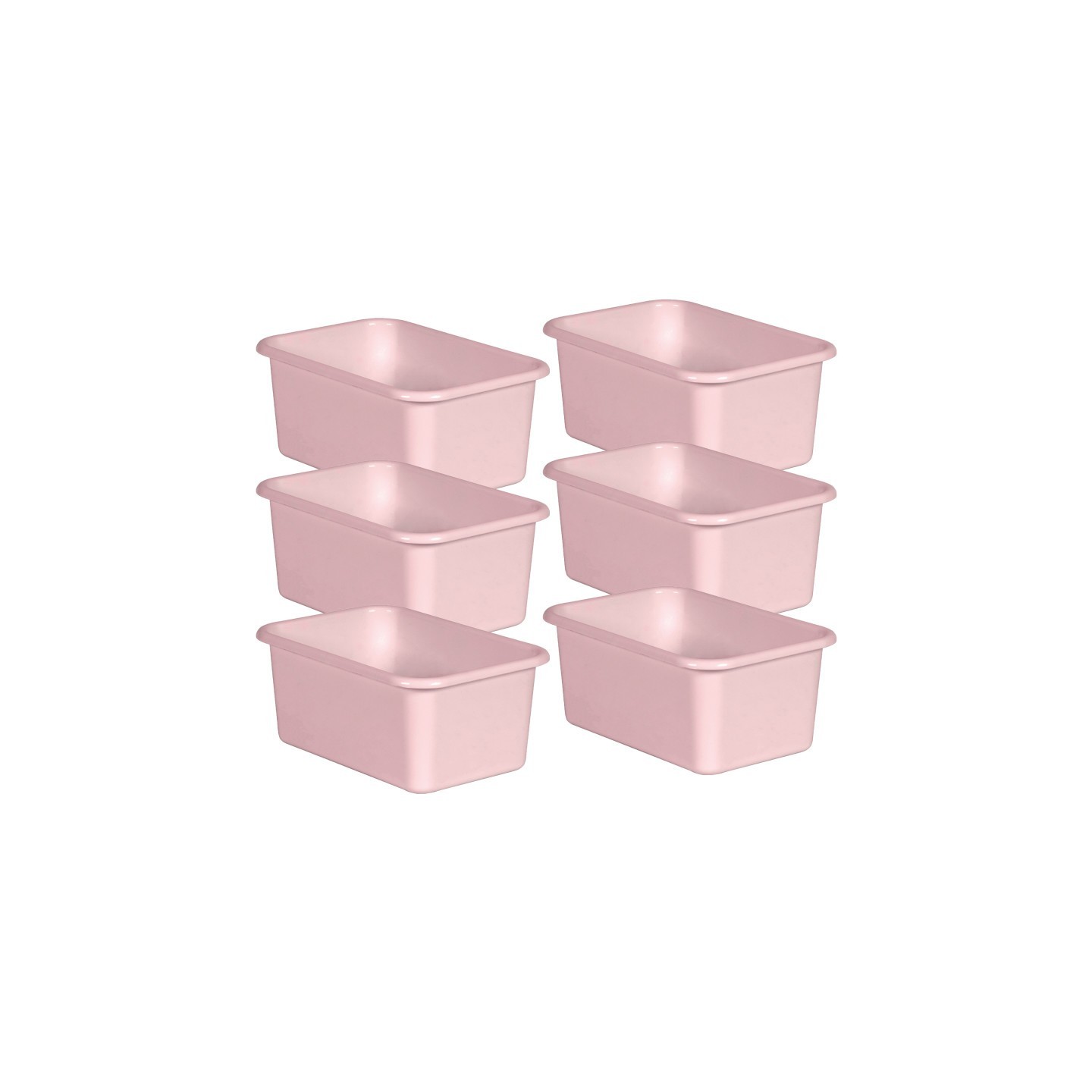 Teacher Created Resources® Blush Small Plastic Storage Bin, Pack of 6