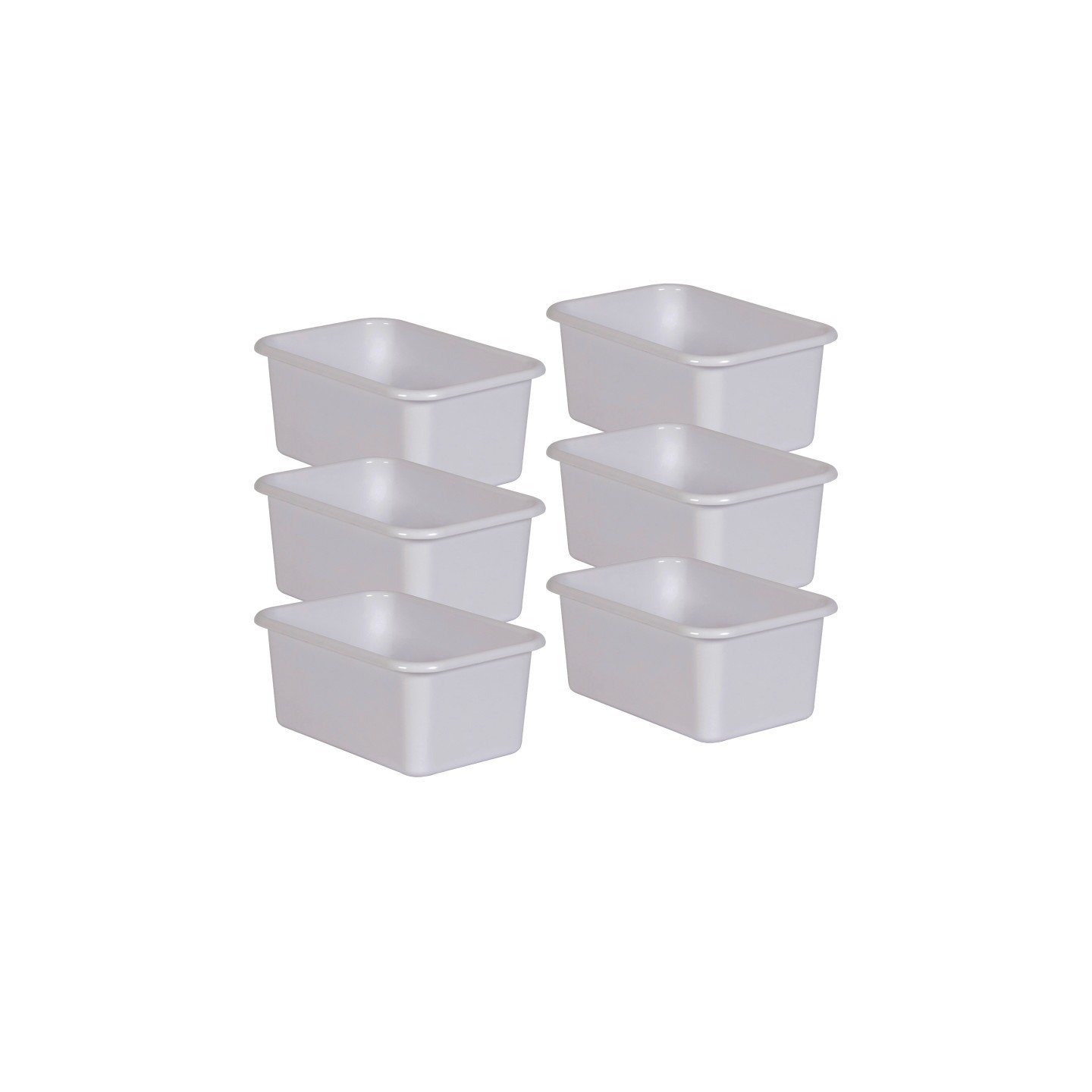 Teacher Created Resources® White Small Plastic Storage Bin, Pack of 6