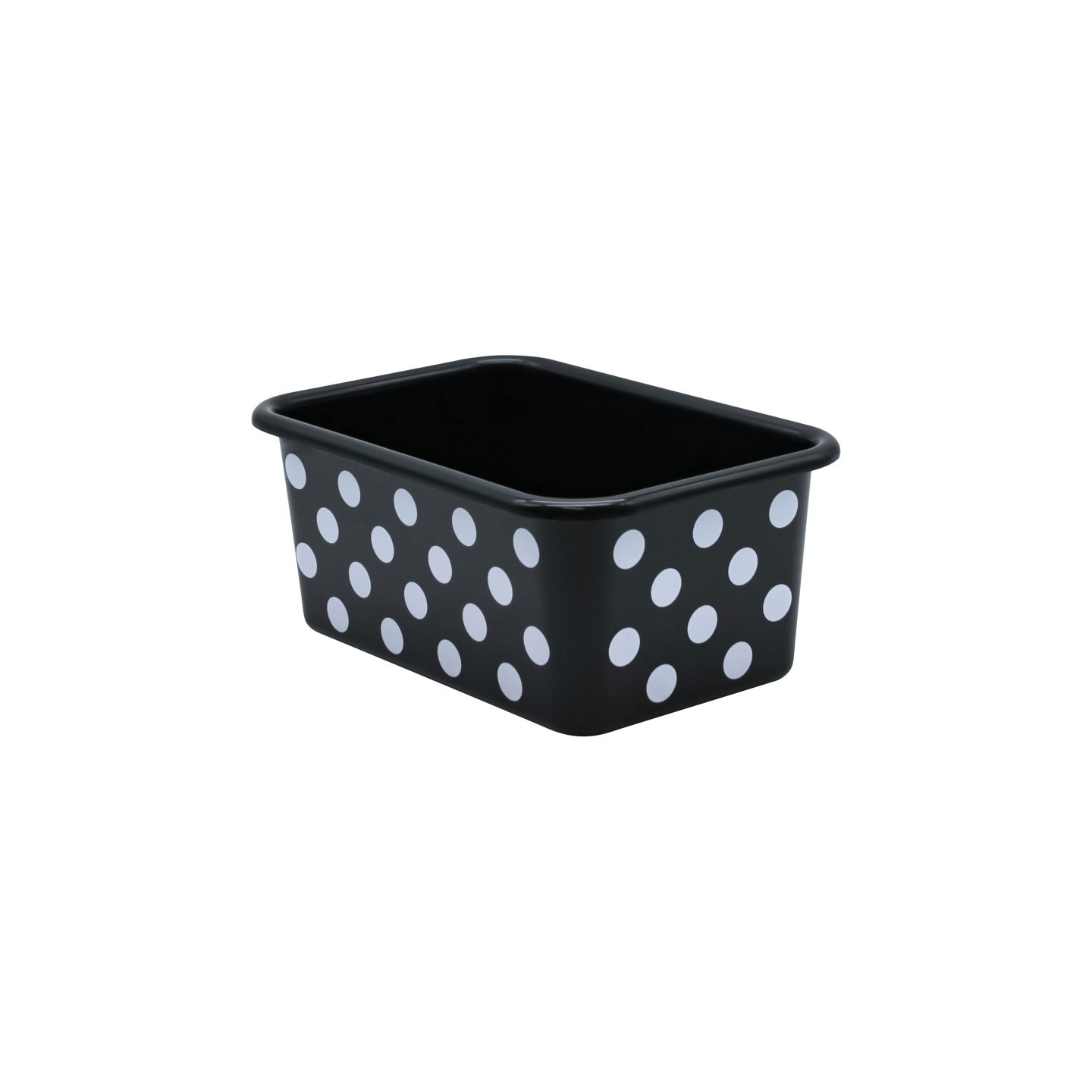 Teacher Created Resources® White Polka Dots on Black Small Plastic Storage Bin