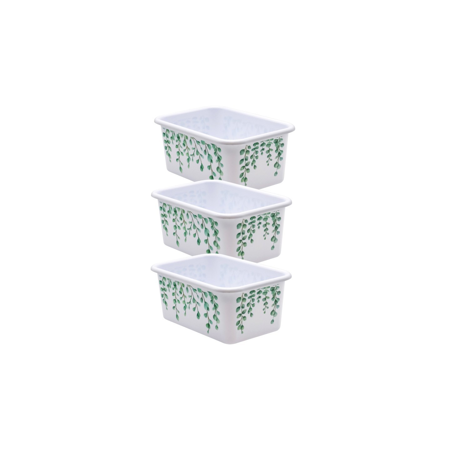 Teacher Created Resources® Eucalyptus Small Plastic Storage Bin, Pack of 3