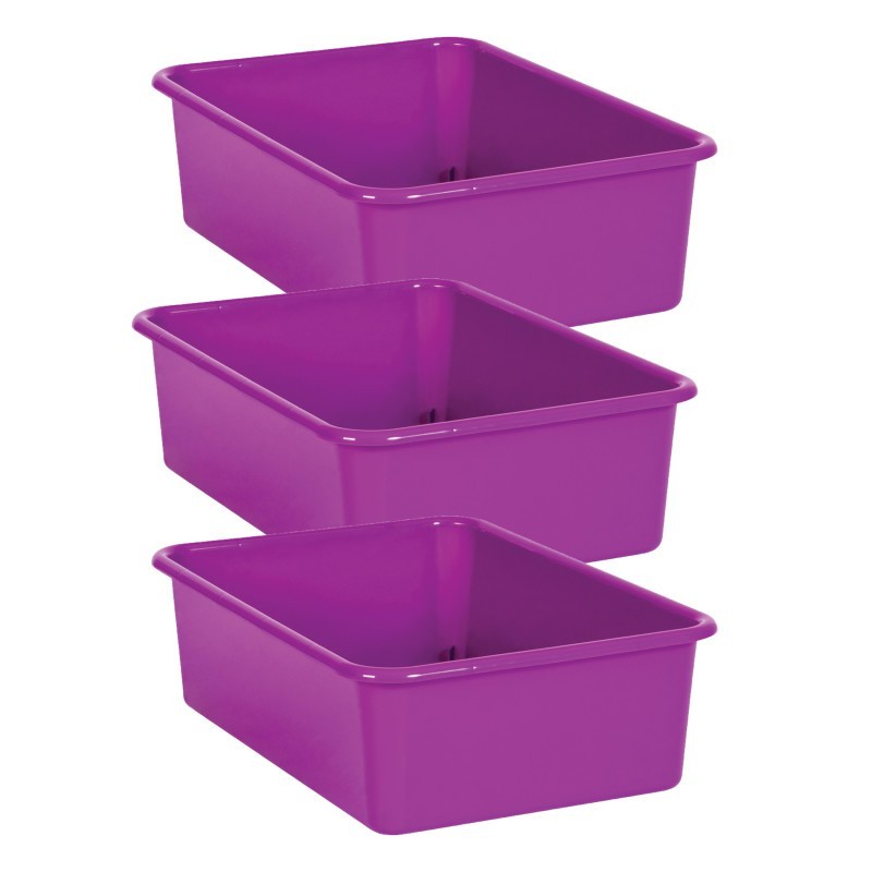 Teacher Created Resources® Purple Large Plastic Storage Bin, Pack of 3
