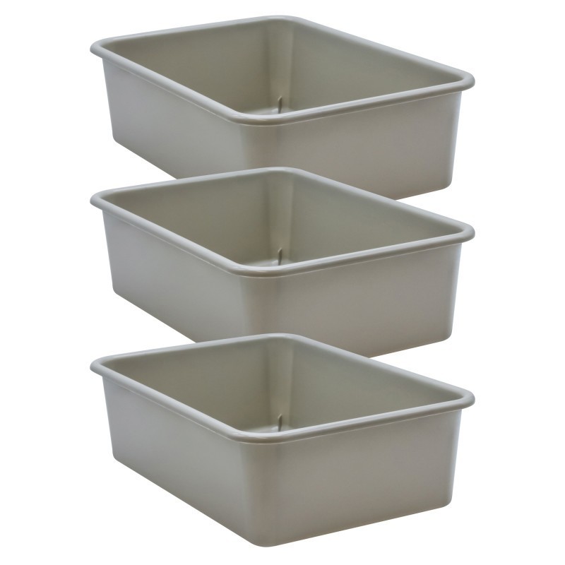 Teacher Created Resources® Gray Large Plastic Storage Bin, Pack of 3