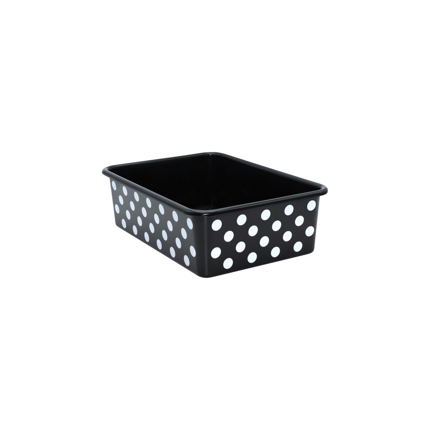 Teacher Created Resources® White Polka Dots on Black Large Plastic Storage Bin