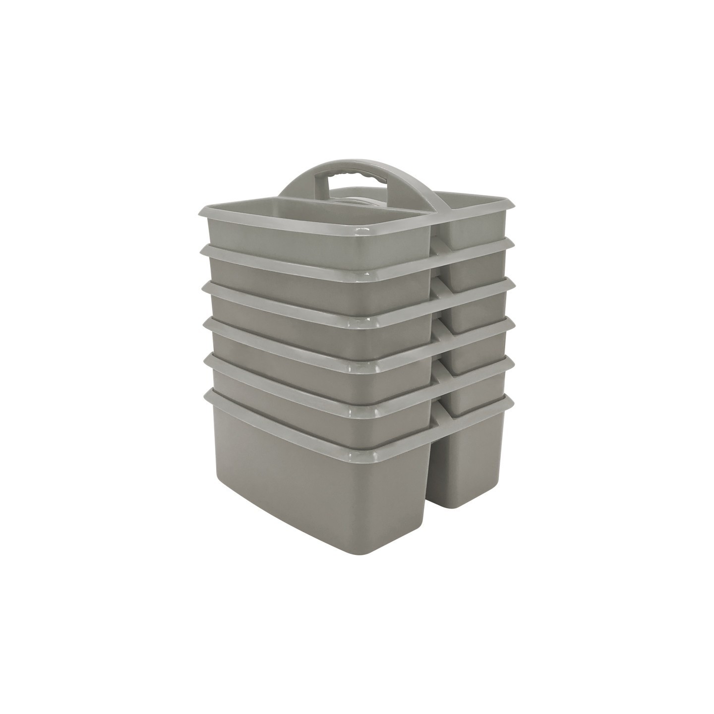 Teacher Created Resources® Gray Plastic Storage Caddy, Pack of 6