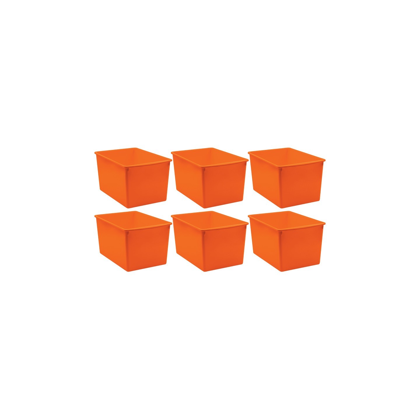 Teacher Created Resources® Plastic Multi-Purpose Bin, Orange, Pack of 6