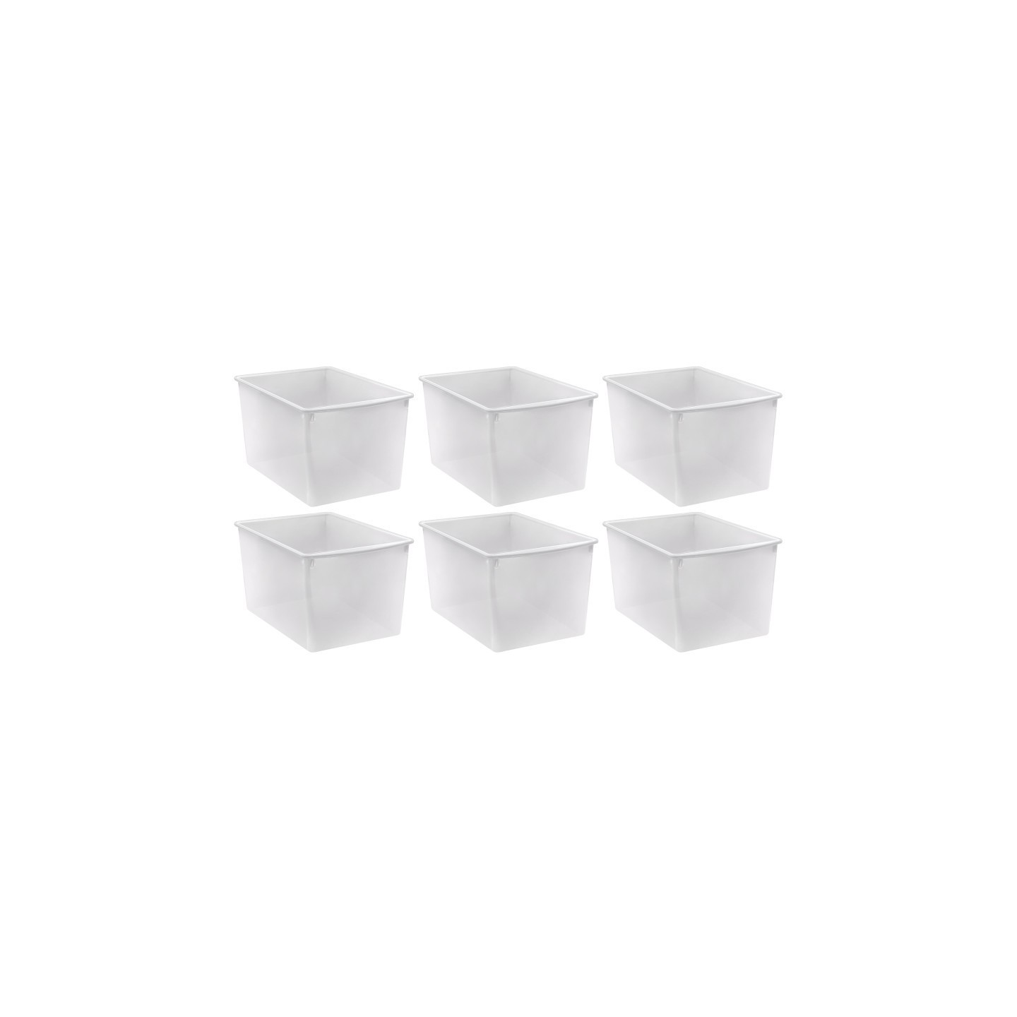 Teacher Created Resources® Plastic Multi-Purpose Bin, Clear, Pack of 6