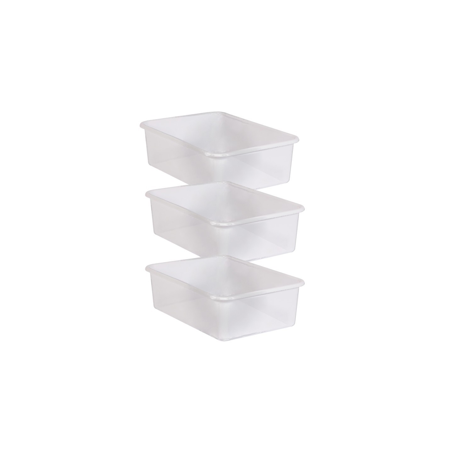 Teacher Created Resources® Large Plastic Storage Bin, Clear, Pack of 3