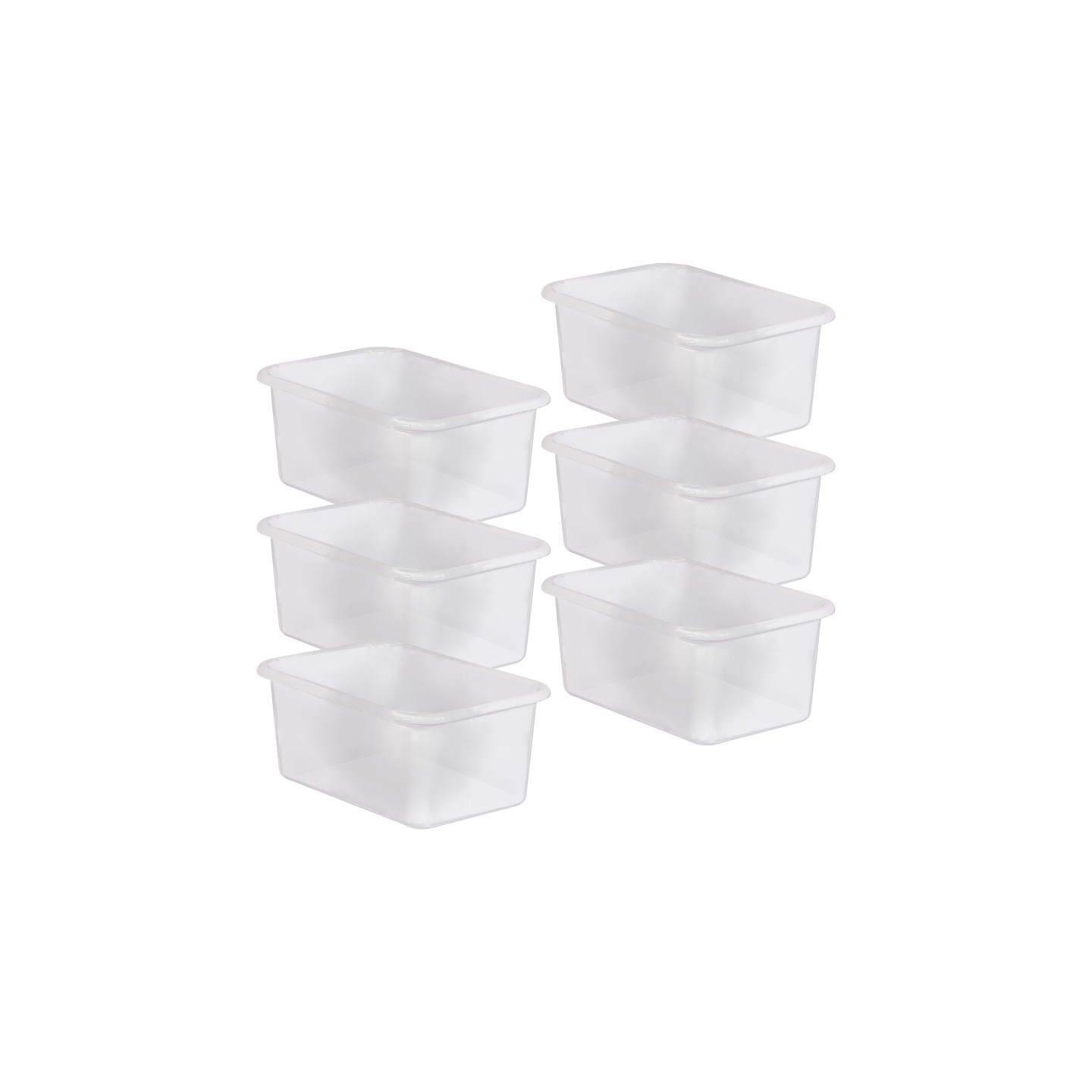 Teacher Created Resources® Small Plastic Storage Bin, Clear, Pack of 6