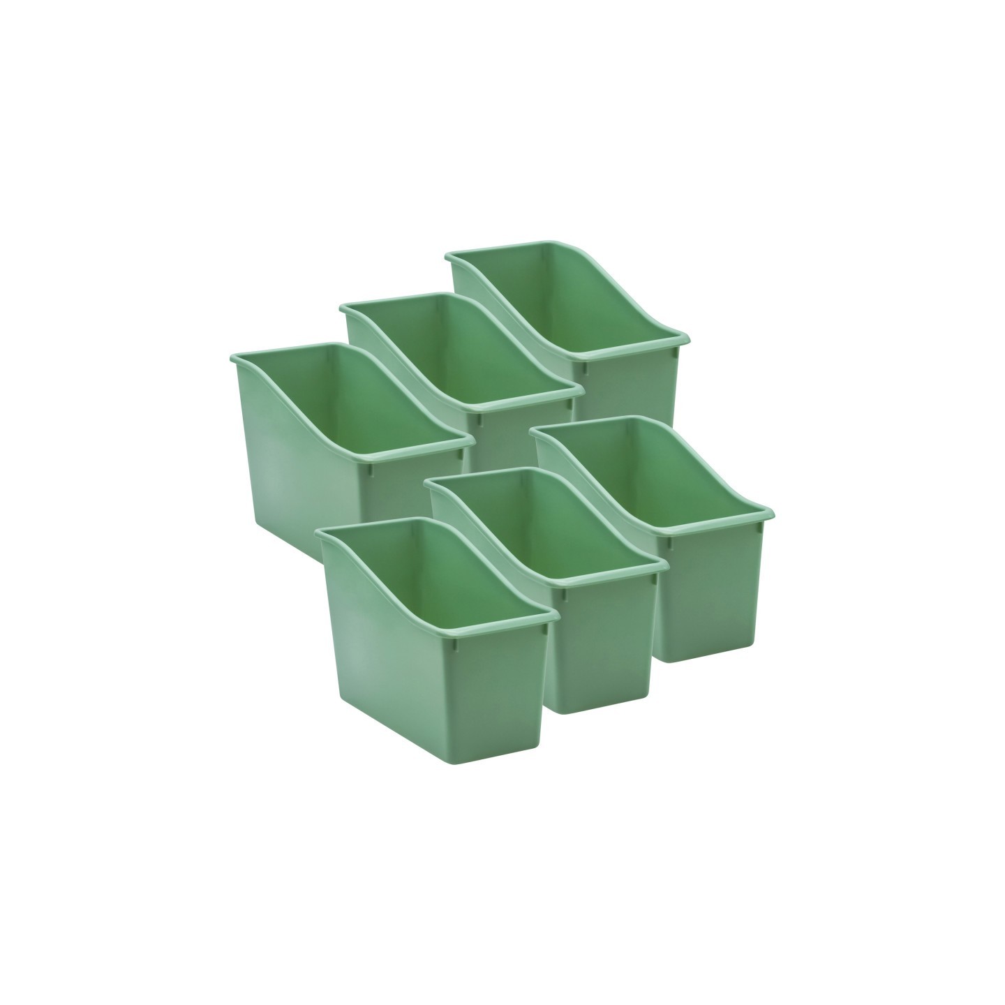 Teacher Created Resources® Eucalyptus Green Plastic Book Bin, Pack of 6