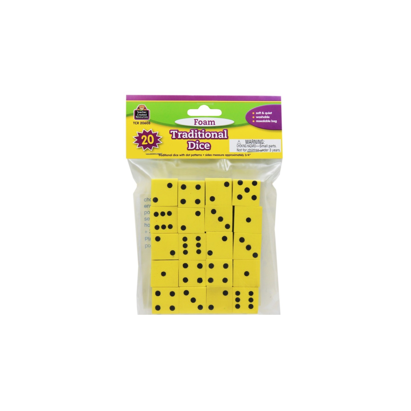 Teacher Created Resources® Foam Traditional Dice, 0.75", Pack of 20