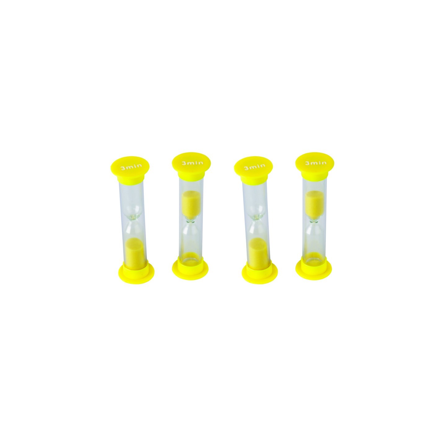 Teacher Created Resources® 3 Minute Sand Timers - Small, Yellow, Pack of 4