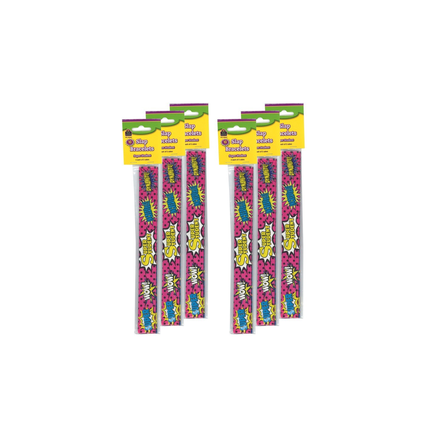 Teacher Created Resources® Superhero Super Student Slap Bracelets, 10 Per Pack, 6 Packs