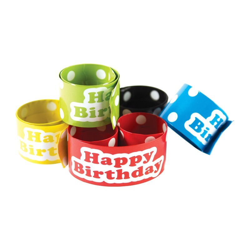 Teacher Created Resources® Polka Dots Happy Birthday Slap Bracelets, 10/Pack