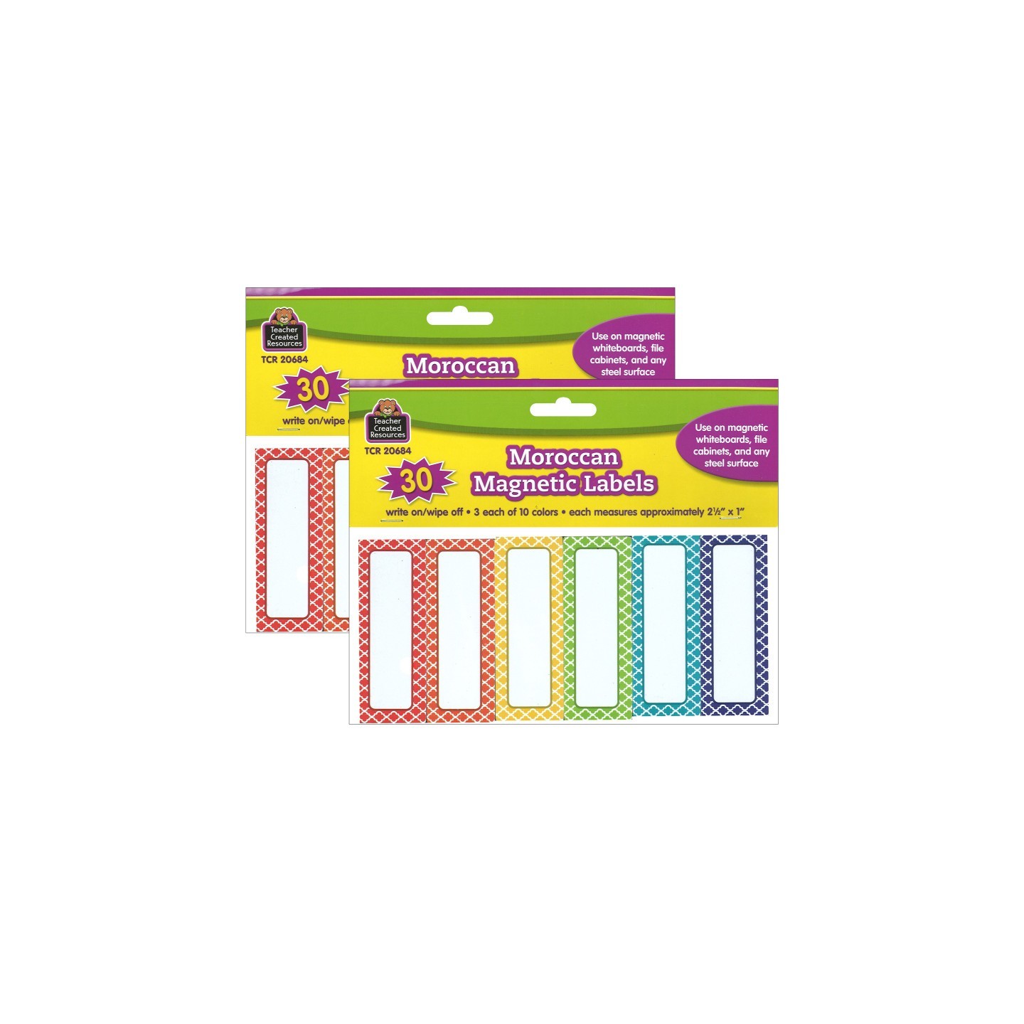 Teacher Created Resources® Moroccan Magnetic Labels, 30 Per Pack, 2 Packs
