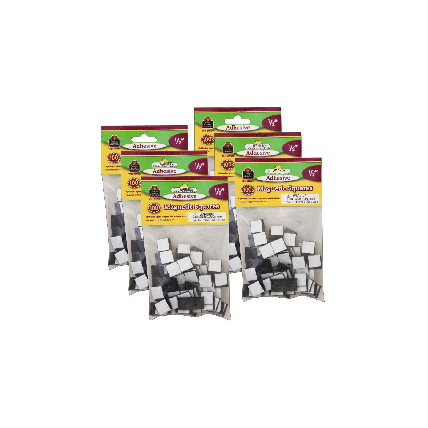 Teacher Created Resources® Adhesive Magnetic Squares, 100 Per Pack, 6 Packs