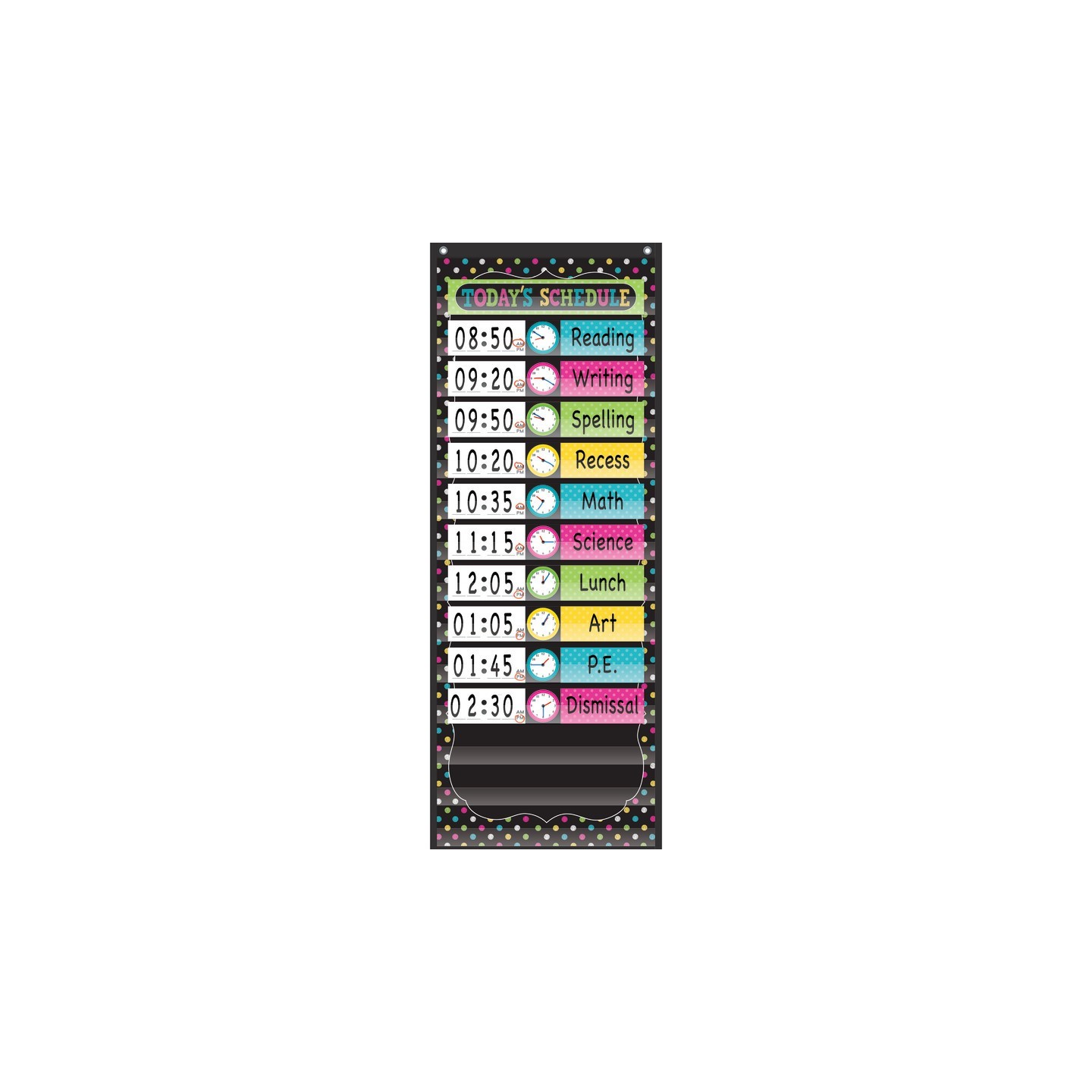 Teacher Created Resources® Chalkboard Brights 14 Pocket Daily Schedule Pocket Chart, 13" x 34"