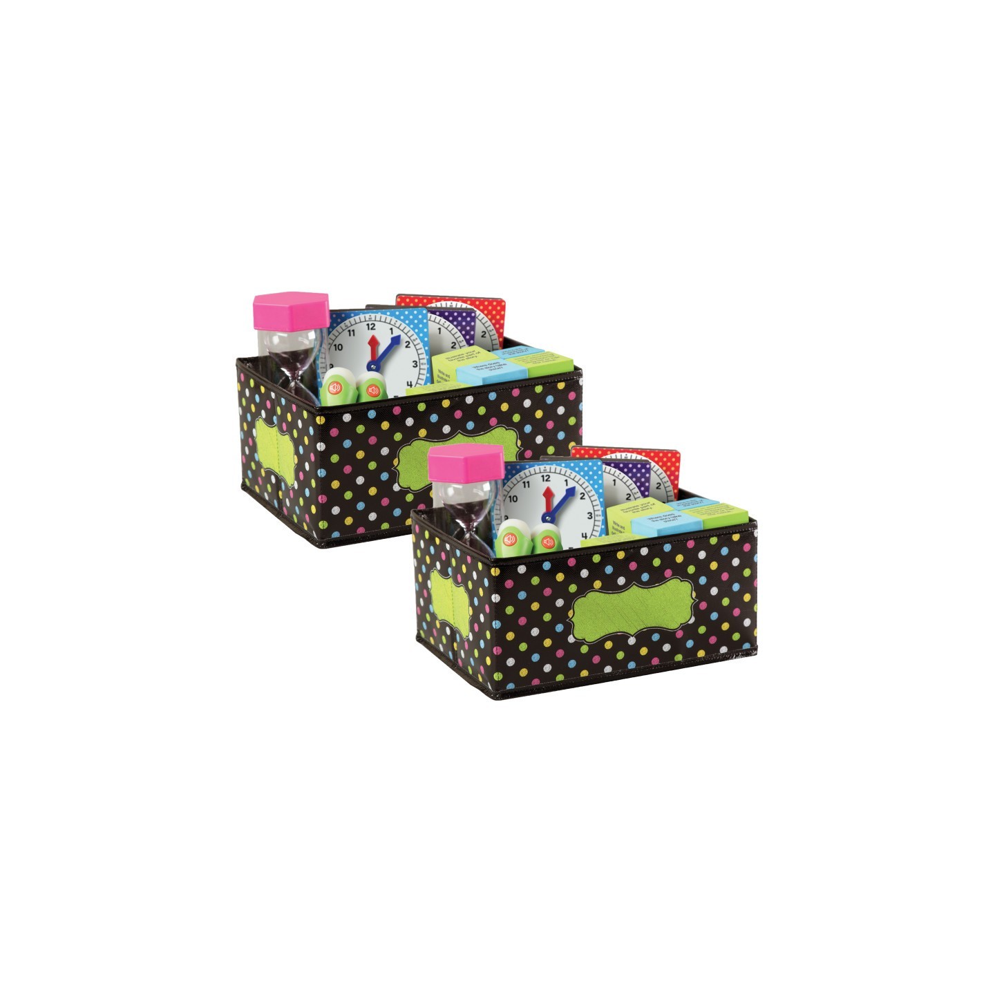 Teacher Created Resources® Chalkboard Brights Small Storage Bin, 8" x 11" x 5", Pack of 2
