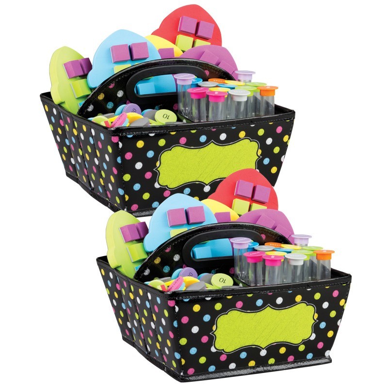 Teacher Created Resources® Chalkboard Brights Storage Caddy, 9" x 9" x 6", Pack of 2