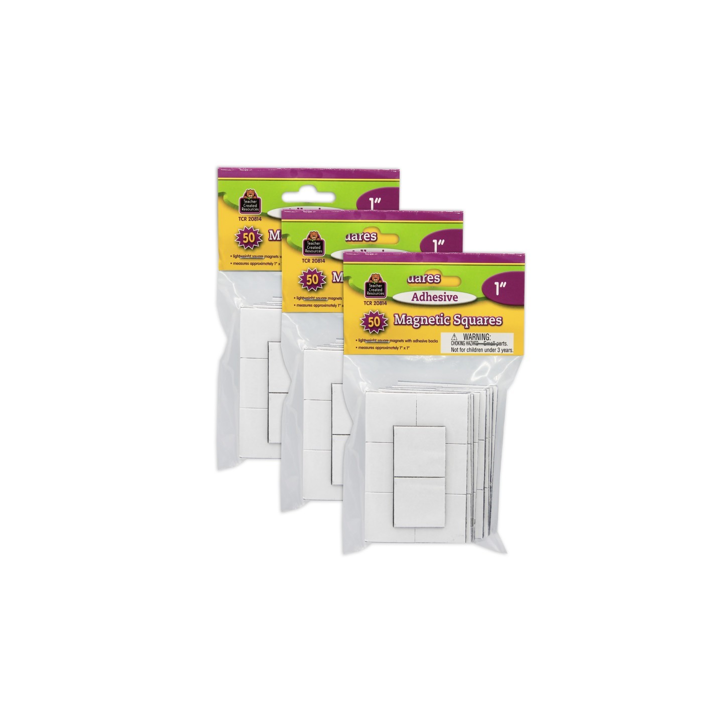 Teacher Created Resources® Adhesive Magnetic Squares, 1", 50 Per Pack, 3 Packs