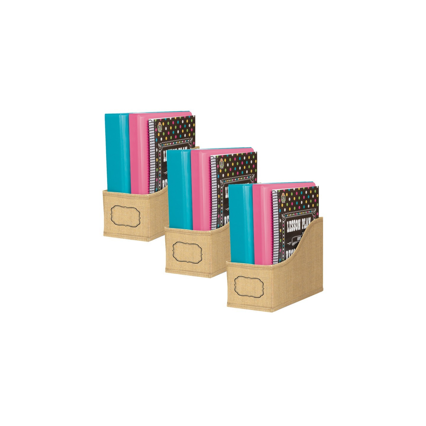 Teacher Created Resources® Burlap Design Book Bin, Pack of 3