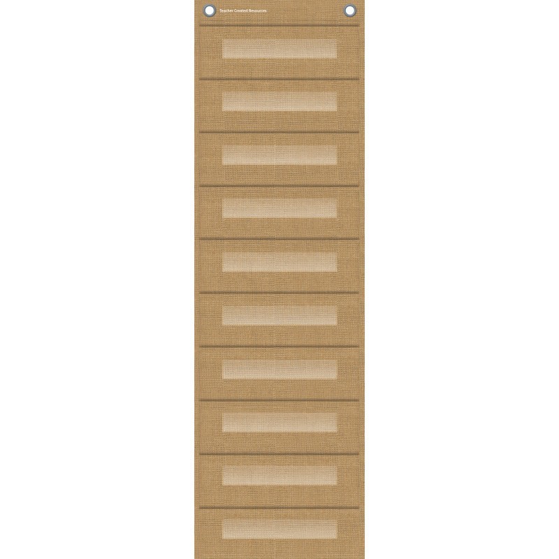 Teacher Created Resources® File Storage Pocket Chart, 10 Pockets, Burlap Design, 14" x 58"