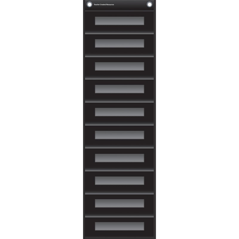 Teacher Created Resources® File Storage Pocket Chart, 10 Pockets, Black, 14" x 58"