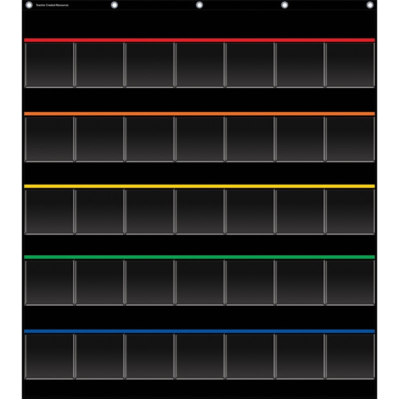Teacher Created Resources® Black Storage Pocket Chart, 35 Pockets, 32.5" x 63.5"