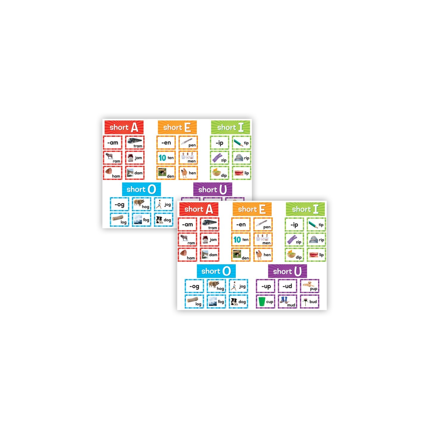 Teacher Created Resources® Short Vowels Pocket Chart Cards, 205 Pieces Per Pack, 2 Packs